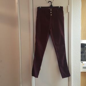 Burgandy Jean pants.